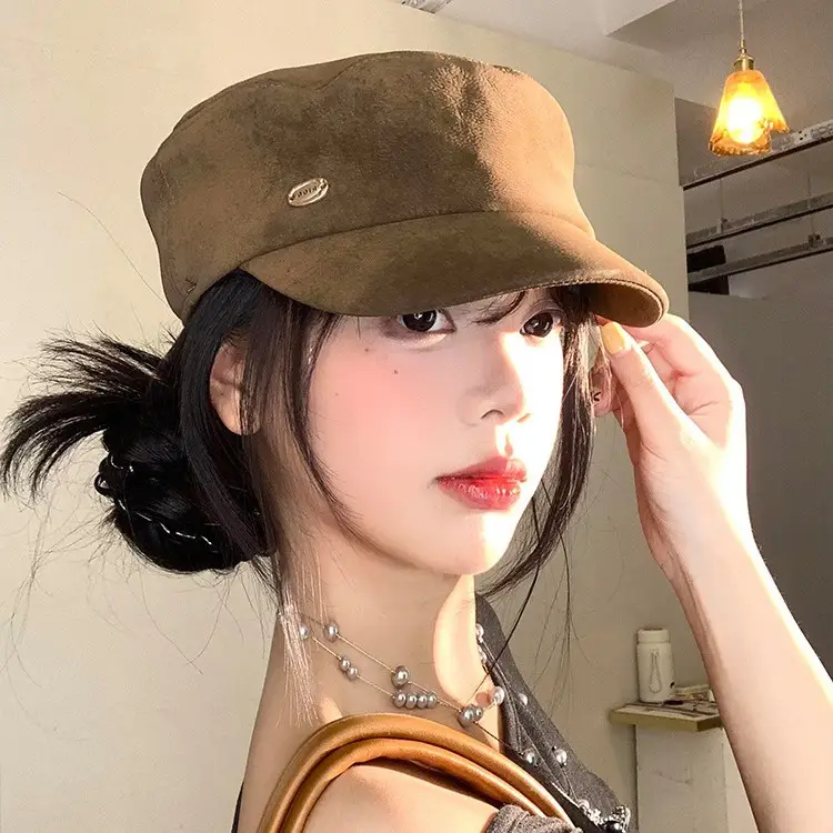 Vintage Suede Duckbill Cap for Women Large Head Circumference - Image 7