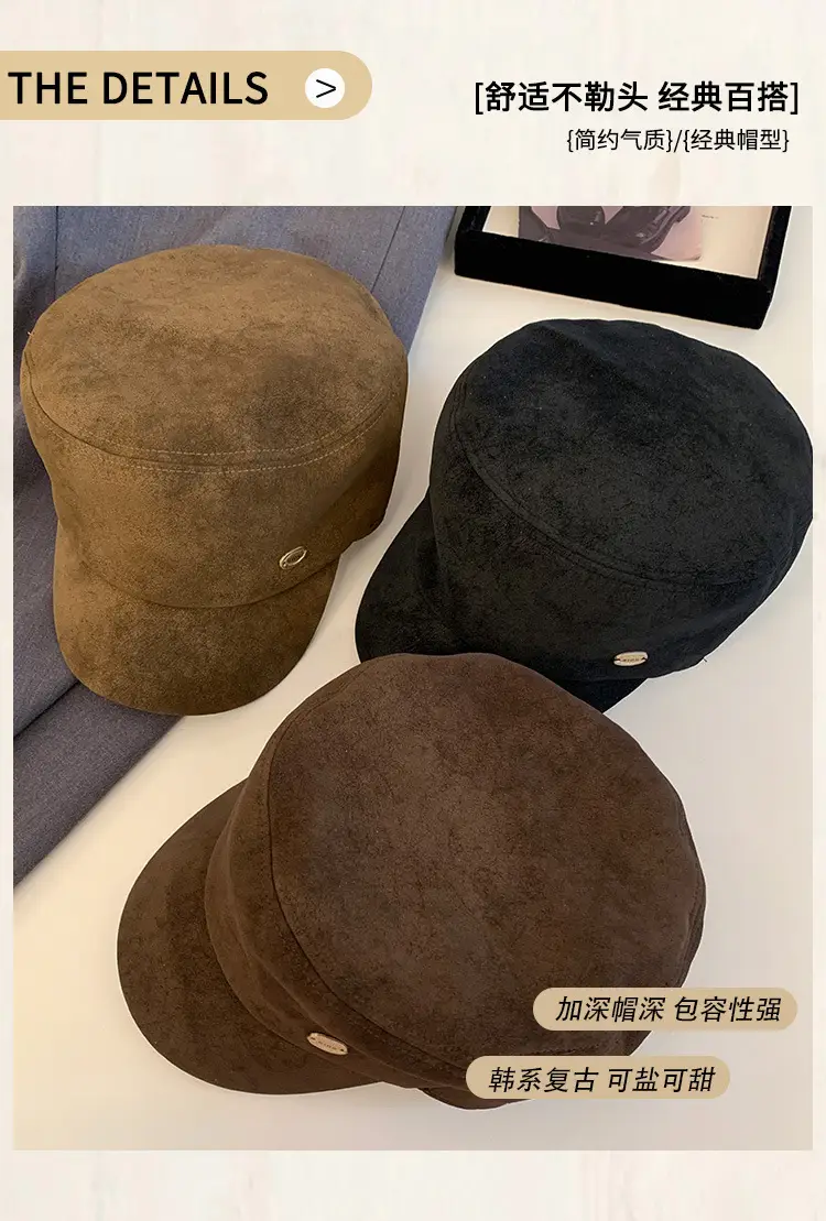 Vintage Suede Duckbill Cap for Women Large Head Circumference — feature 2