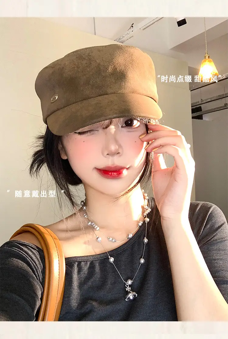 Vintage Suede Duckbill Cap for Women Large Head Circumference — feature 6