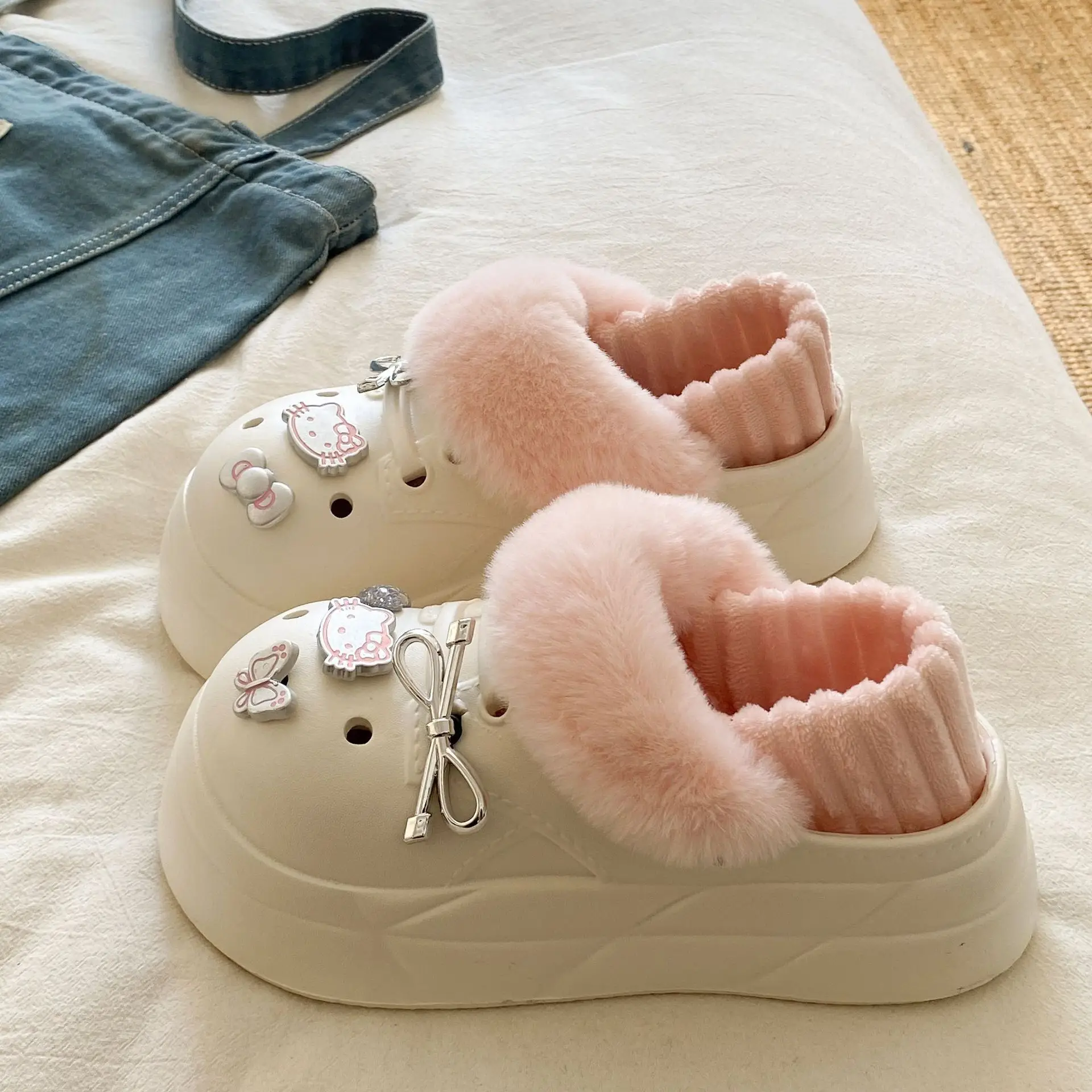 Winter Warm Furry Cat Slippers for Women