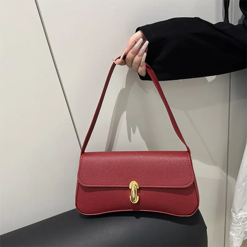 Black Peptide Leather Shoulder Bag for Women Autumn 2025 - Image 6