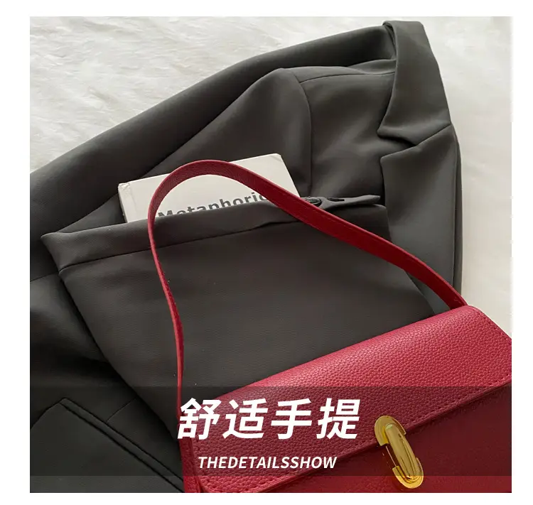 Black Peptide Leather Shoulder Bag for Women Autumn 2025 — feature 3