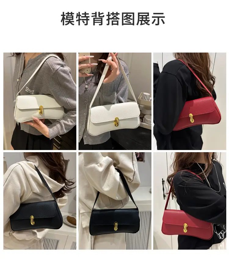 Black Peptide Leather Shoulder Bag for Women Autumn 2025 — feature 5