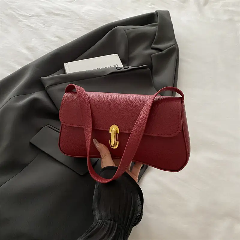 Black Peptide Leather Shoulder Bag for Women Autumn 2025 - Image 3