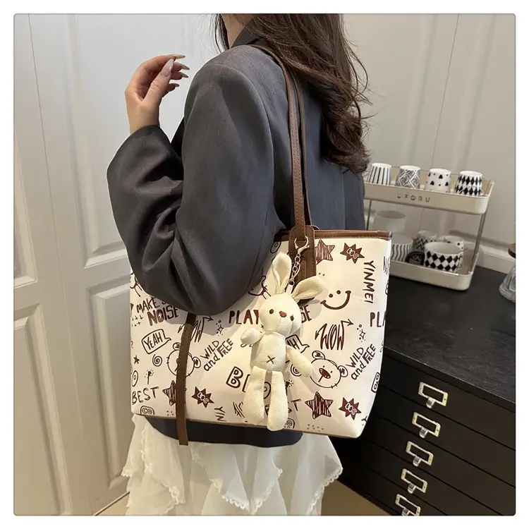 2025 New Autumn Shoulder Bag Black White Canvas Large Capacity — feature 13
