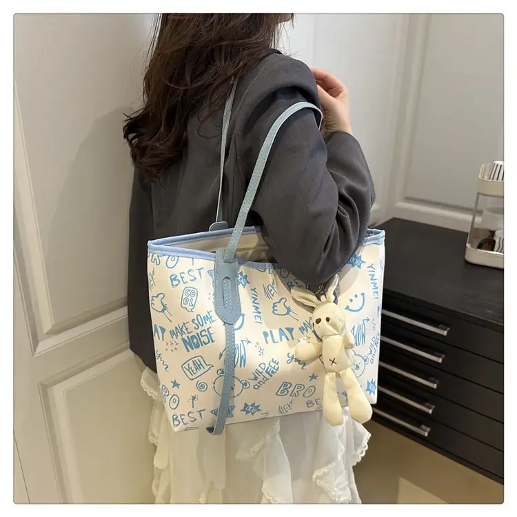 2025 New Autumn Shoulder Bag Black White Canvas Large Capacity — feature 14