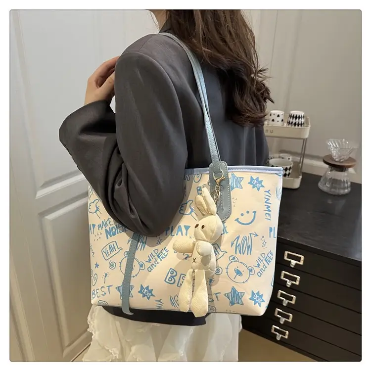 2025 New Autumn Shoulder Bag Black White Canvas Large Capacity — feature 15
