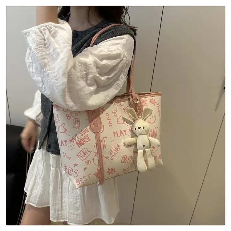 2025 New Autumn Shoulder Bag Black White Canvas Large Capacity — feature 19