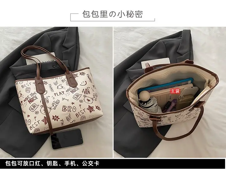 2025 New Autumn Shoulder Bag Black White Canvas Large Capacity — feature 3