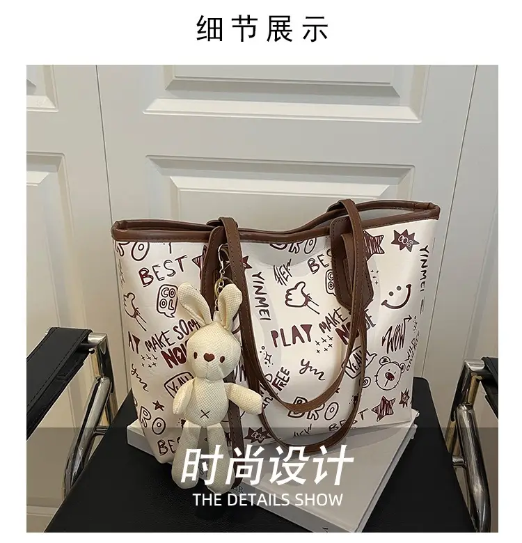 2025 New Autumn Shoulder Bag Black White Canvas Large Capacity — feature 4