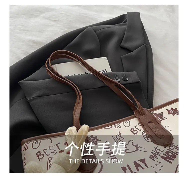2025 New Autumn Shoulder Bag Black White Canvas Large Capacity — feature 5
