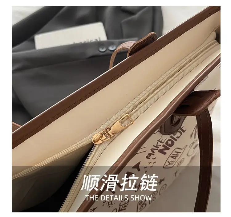 2025 New Autumn Shoulder Bag Black White Canvas Large Capacity — feature 7