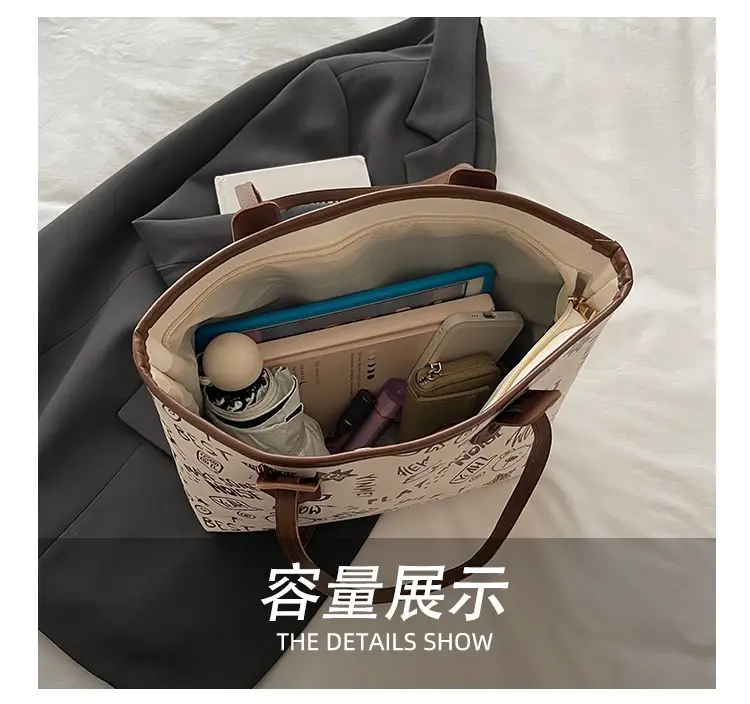 2025 New Autumn Shoulder Bag Black White Canvas Large Capacity — feature 8
