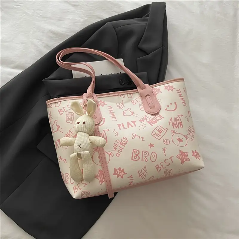 2025 New Autumn Shoulder Bag Black White Canvas Large Capacity - Image 2