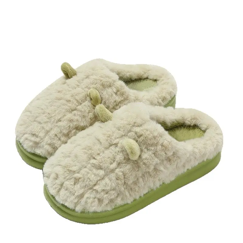 Thick-Soled Cotton Slippers for Women, Autumn and Winter Indoor New Style, Plush Warm Maternity Slippers - Image 10