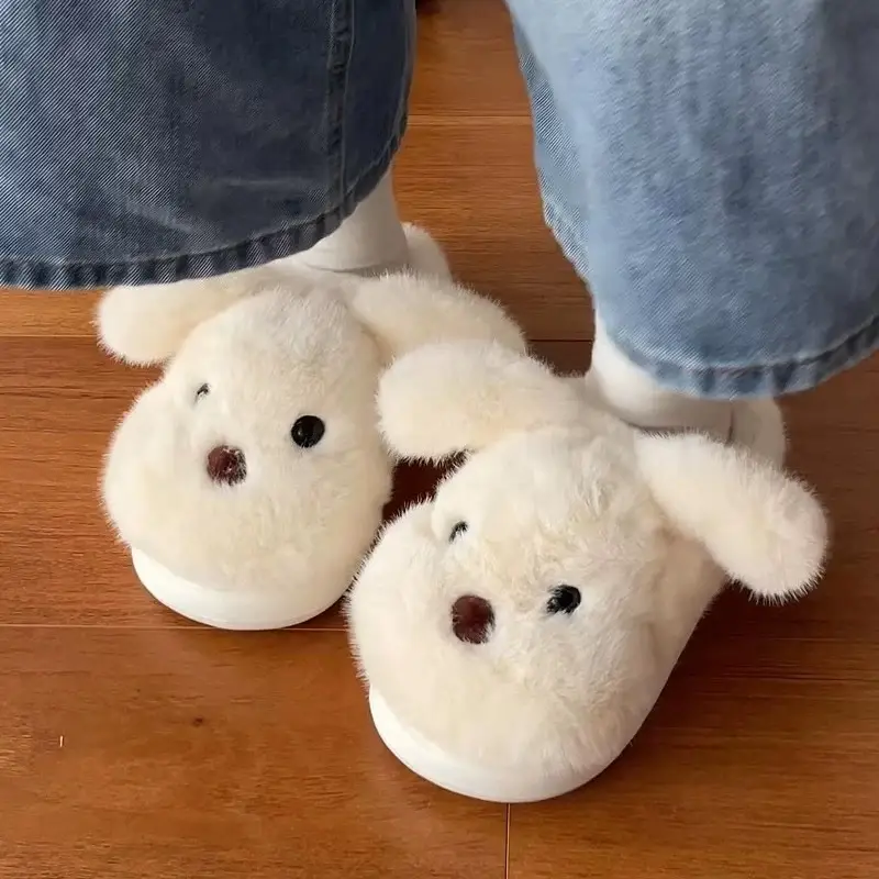 Cute Stuffed Puppy Cotton Slippers for Women - Image 6