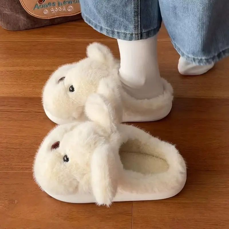Cute Stuffed Puppy Cotton Slippers for Women - Image 7