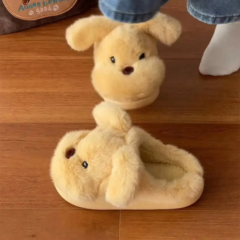 Cute Stuffed Puppy Cotton Slippers for Women - Image 8