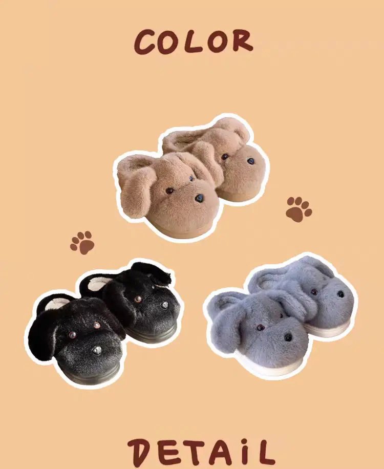 Cute Stuffed Puppy Cotton Slippers for Women — feature 19