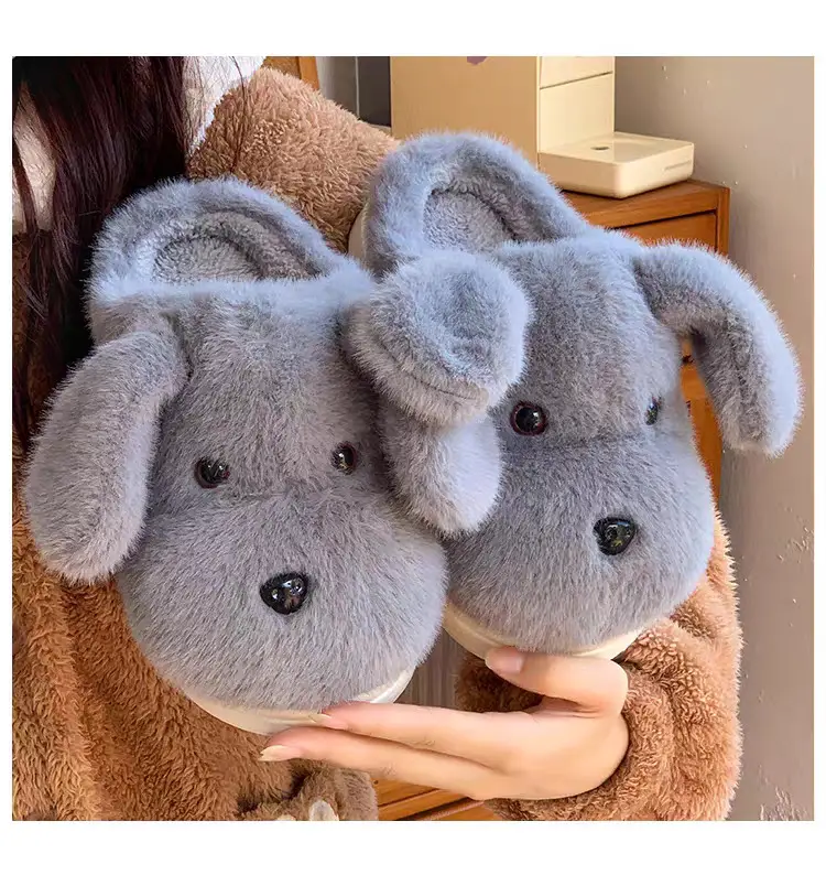 Cute Stuffed Puppy Cotton Slippers for Women — feature 23