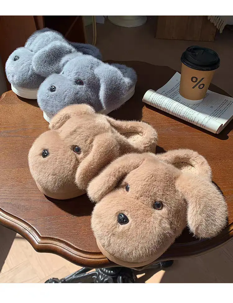 Cute Stuffed Puppy Cotton Slippers for Women — feature 27