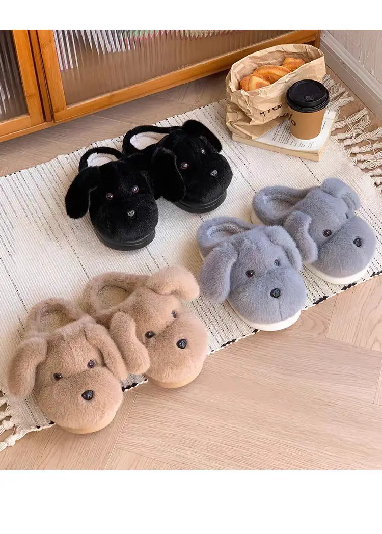 Cute Stuffed Puppy Cotton Slippers for Women — feature 29