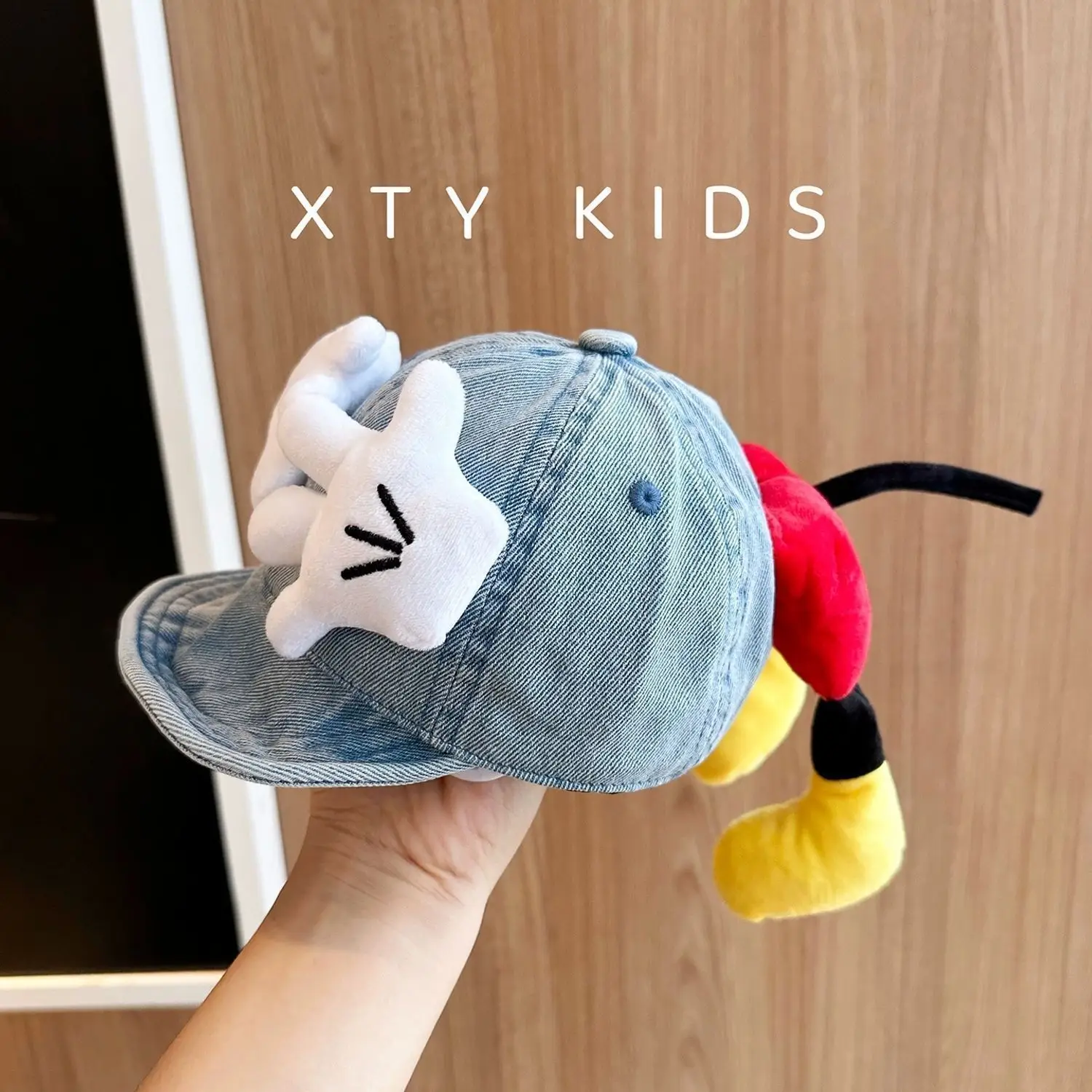 Korean Style Baby Cap Red Blue Denim Peaked Soft Bristle - Image 2