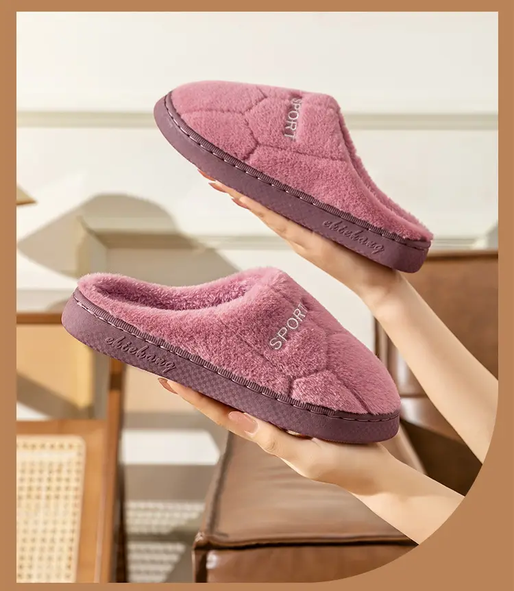 Cotton Slippers for Women Grey Indoor Warm — feature 23