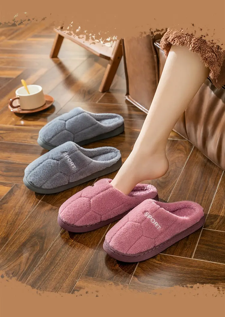 Cotton Slippers for Women Grey Indoor Warm — feature 3