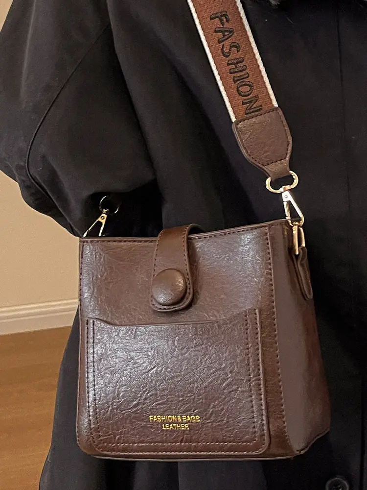 Korean Style Brown Leather Crossbody Bag for Women - Image 8