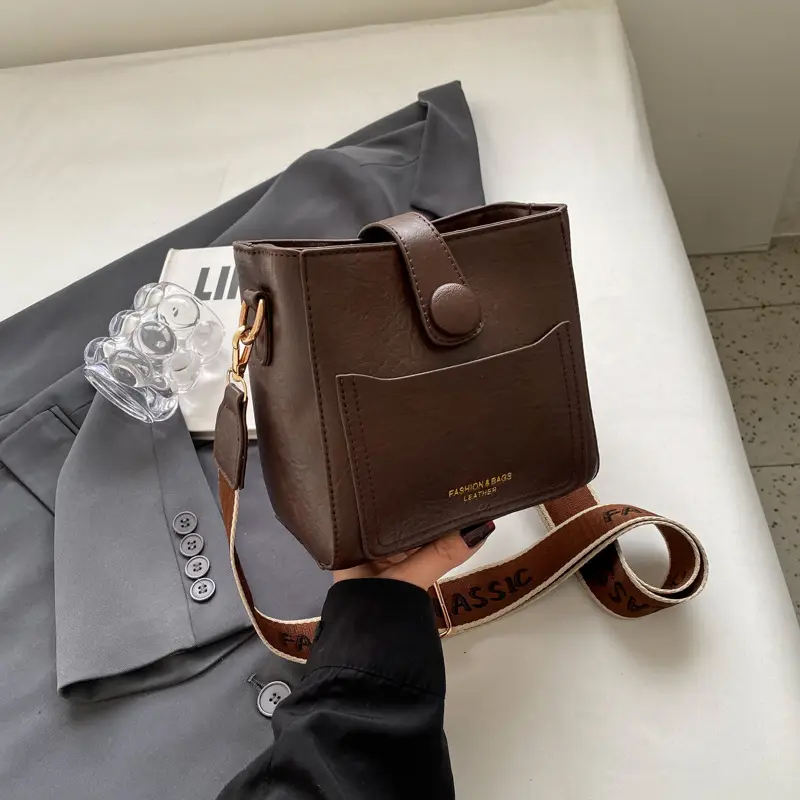 Korean Style Brown Leather Crossbody Bag for Women - Image 2
