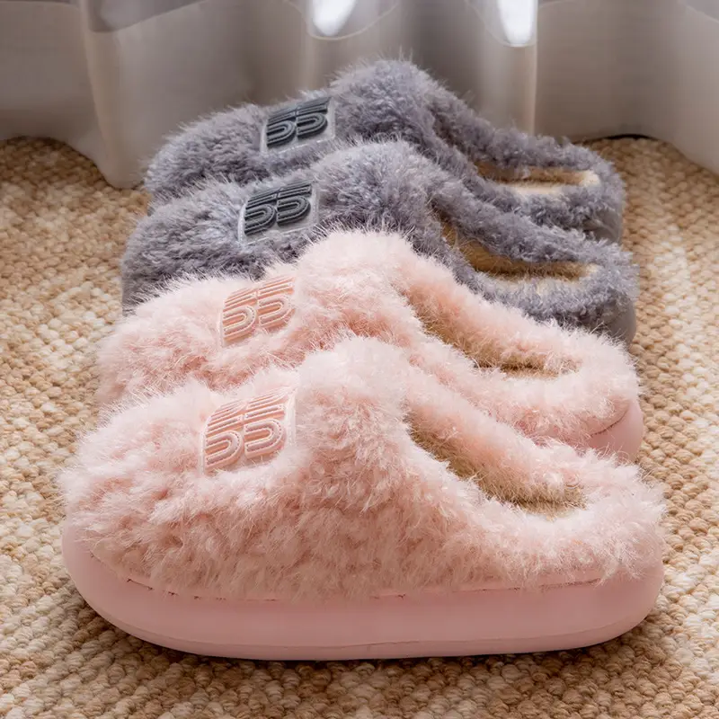 2025 Winter Cotton Stuffed Slippers for Women Pink - Image 6