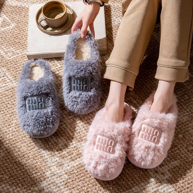 2025 Winter Cotton Stuffed Slippers for Women Pink - Image 7