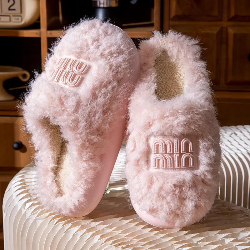 2025 Winter Cotton Stuffed Slippers for Women Pink - Image 8