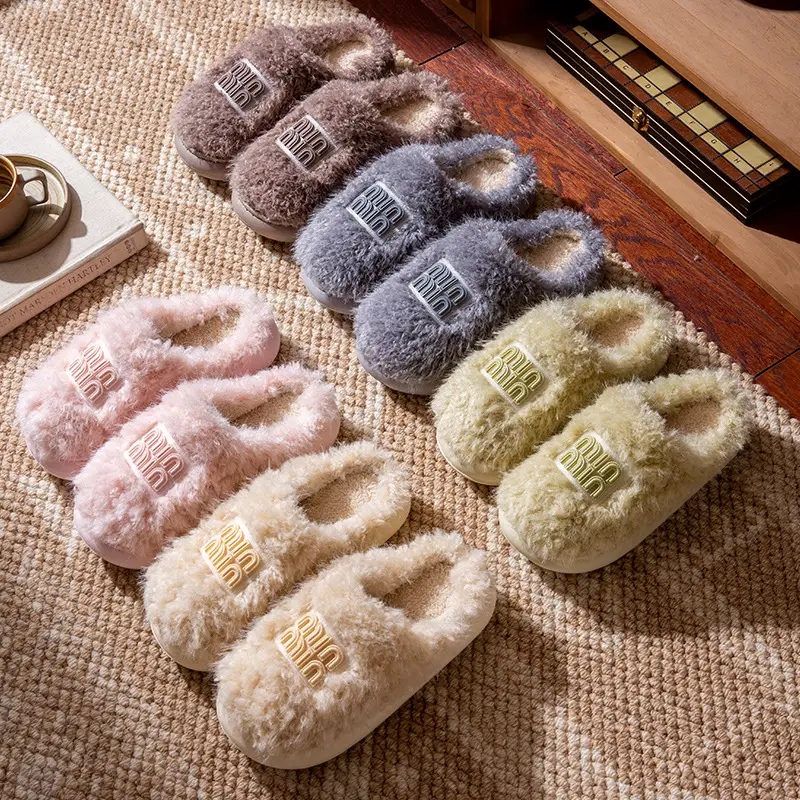 2025 Winter Cotton Stuffed Slippers for Women Pink - Image 9