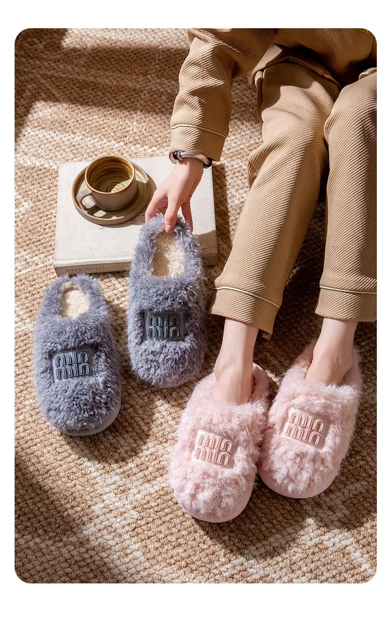 2025 Winter Cotton Stuffed Slippers for Women Pink — feature 12