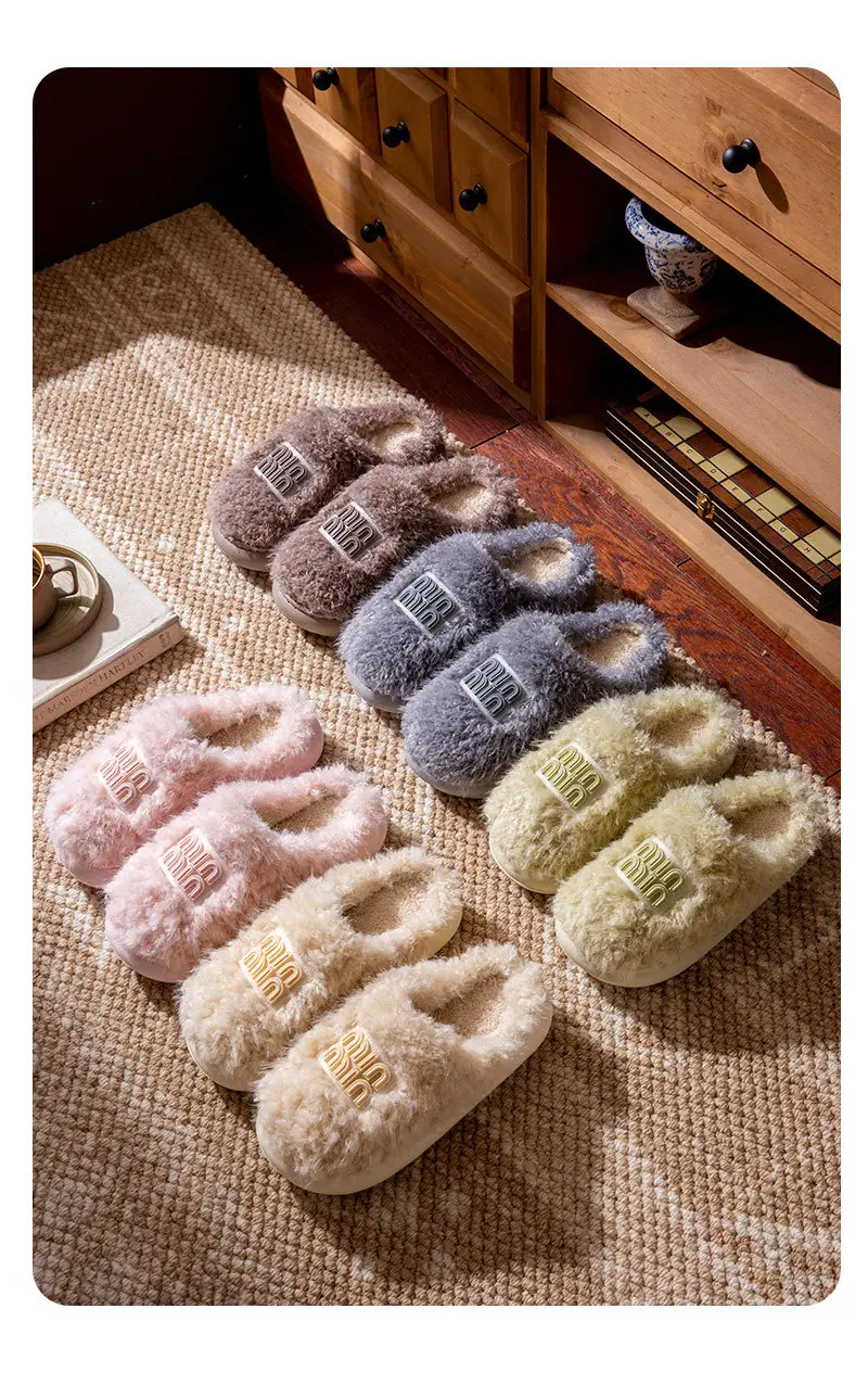 2025 Winter Cotton Stuffed Slippers for Women Pink — feature 13