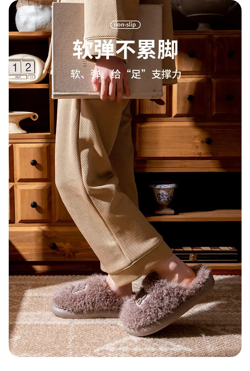2025 Winter Cotton Stuffed Slippers for Women Pink — feature 9