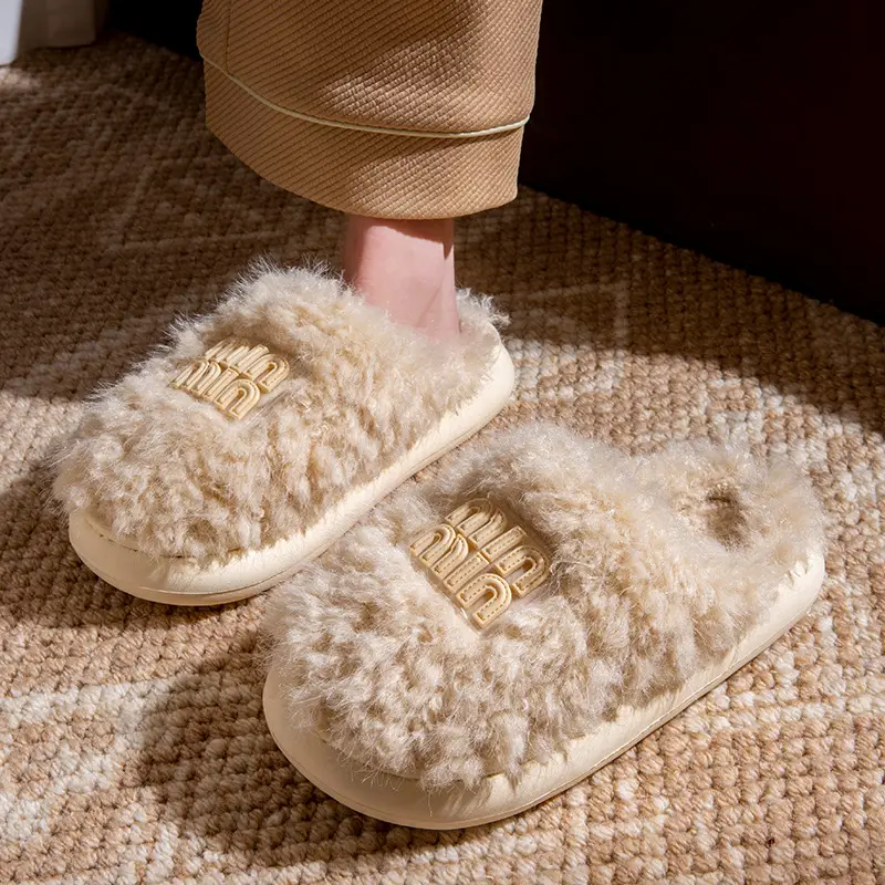 2025 Winter Cotton Stuffed Slippers for Women Pink - Image 3