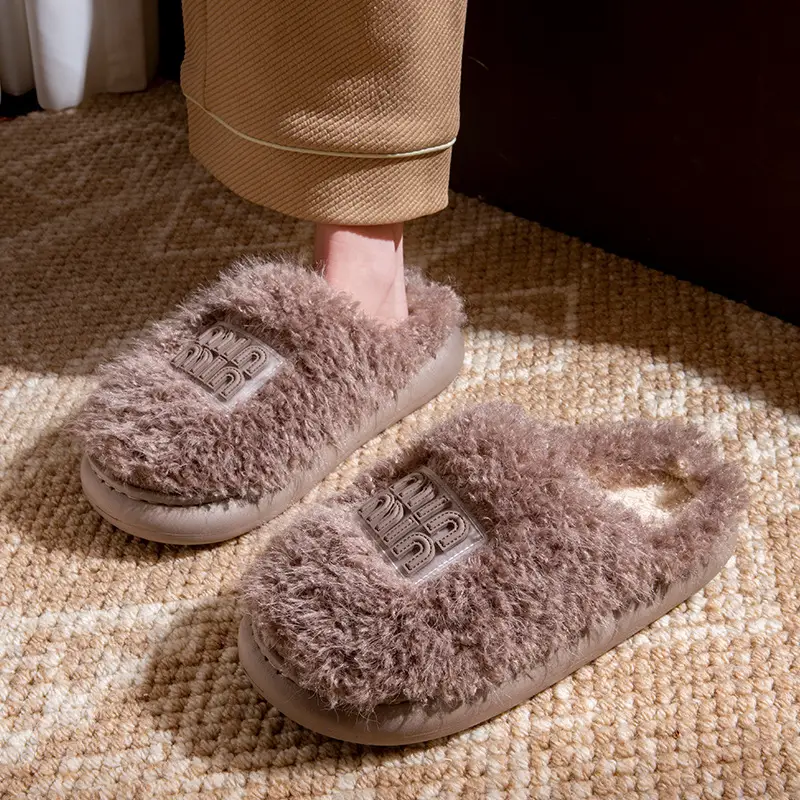 2025 Winter Cotton Stuffed Slippers for Women Pink - Image 4