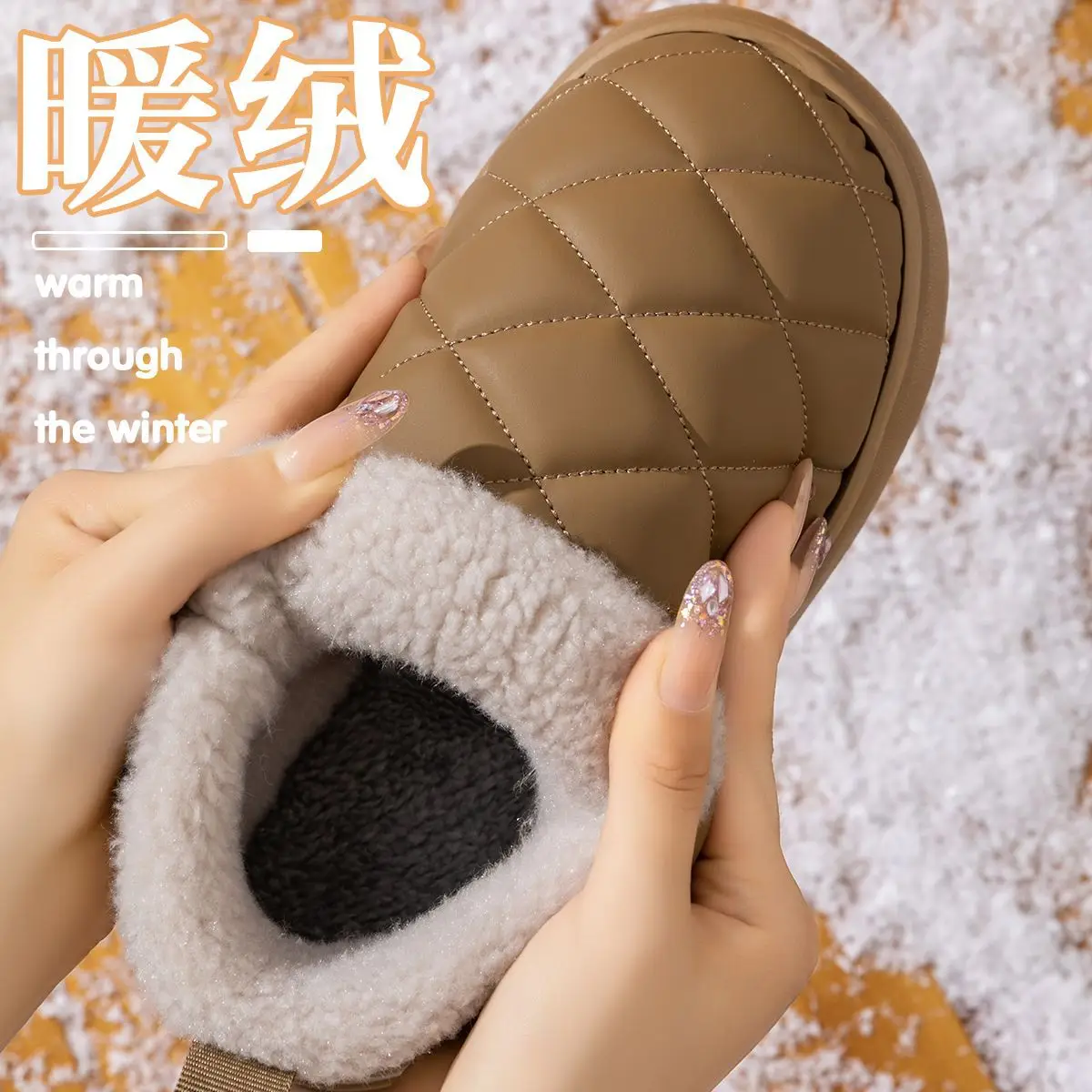 Women's Warm Cotton Slippers Closed Back Autumn Winter - Image 10