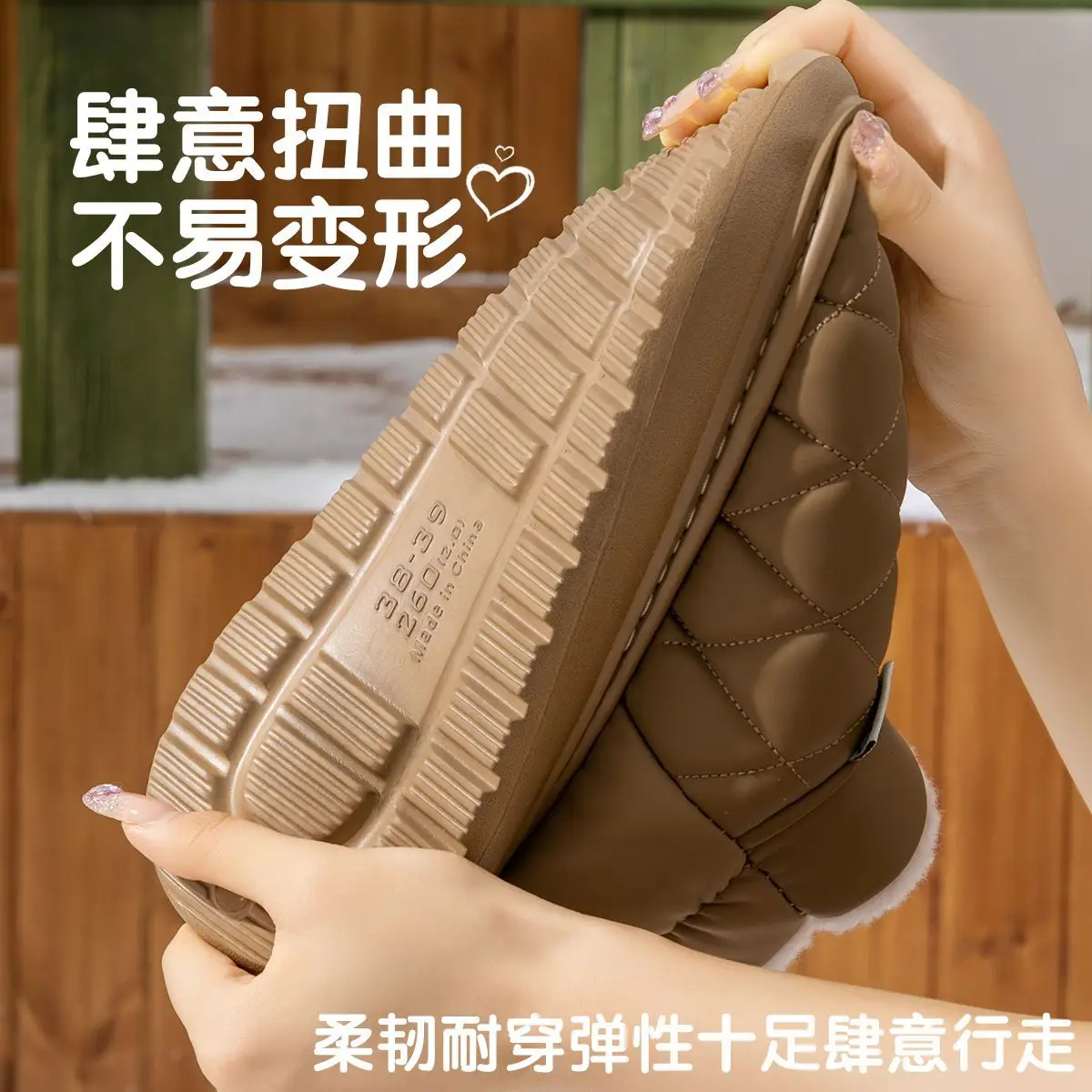 Women's Warm Cotton Slippers Closed Back Autumn Winter - Image 11