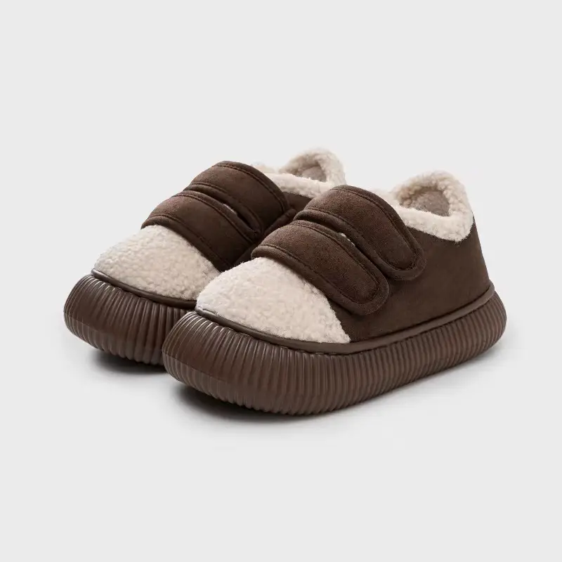 Women Cotton Slippers Warm Plush Indoor Non-Slip Velcro — feature 17