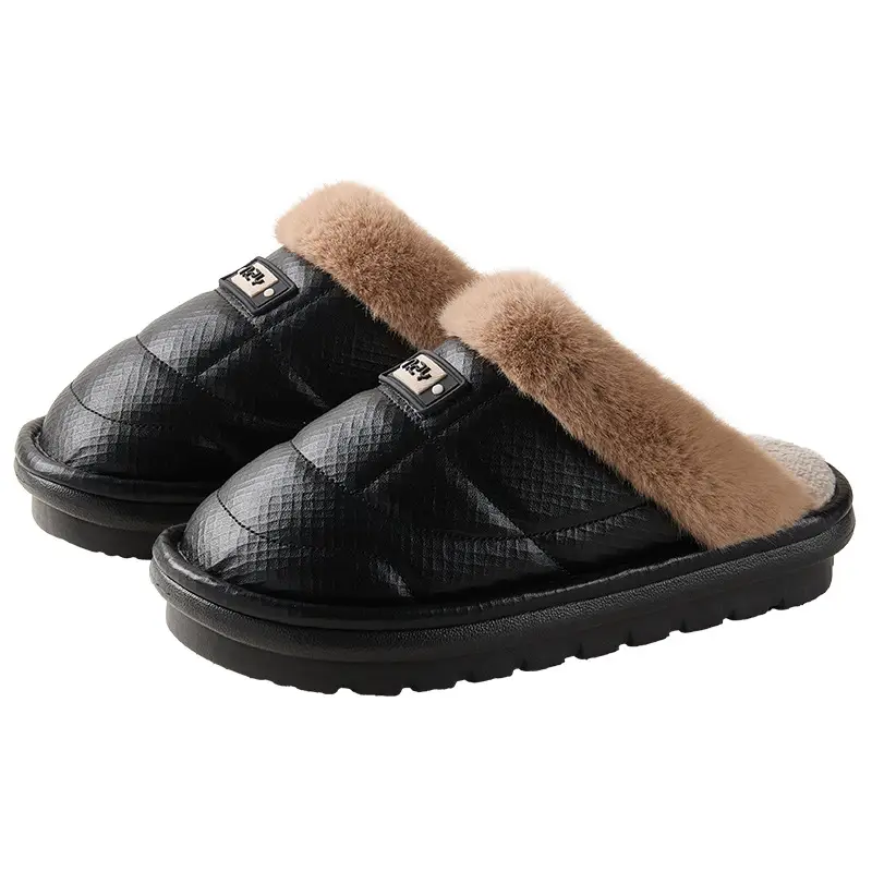 Nanbowan Men's Cotton Slippers Autumn and Winter Indoor Home Fleece-Lined Thickeneded Warm Pu Waterproof Extra Large Size Cotton Slippers Wholesale - Image 8