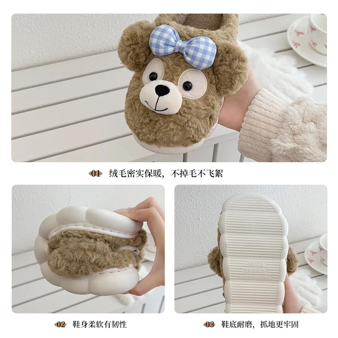 Soft and Comfortable Cotton Slippers for Autumn and Winter, Indoor Home Use, Fleece-Lined, Warm, Thick-Soled, Non-Slip, Women's Couple Slippers, Wholesale