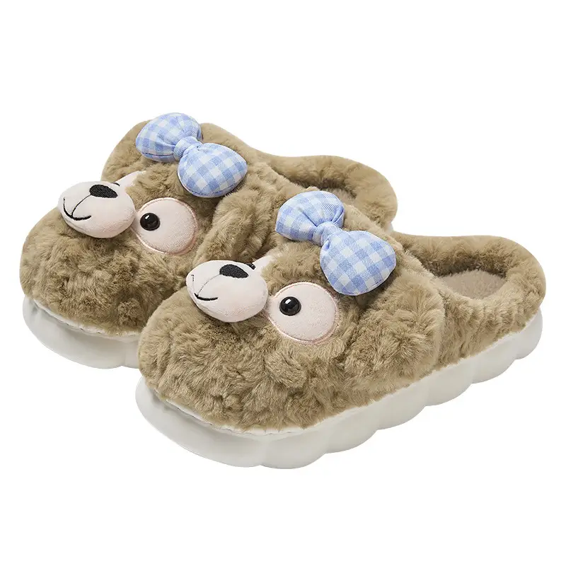 Soft and Comfortable Cotton Slippers for Autumn and Winter, Indoor Home Use, Fleece-Lined, Warm, Thick-Soled, Non-Slip, Women's Couple Slippers, Wholesale