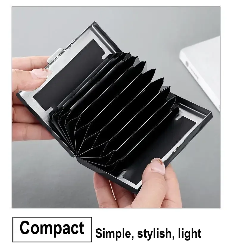 Open holder showing accordion compartments