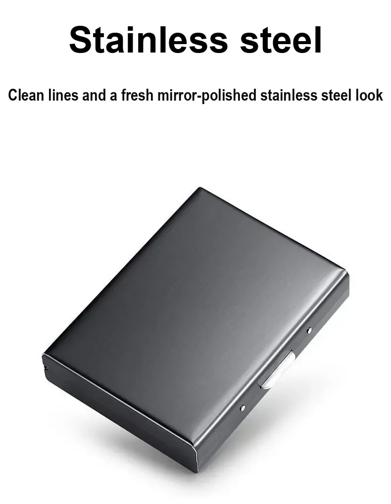 Closed dark stainless steel card holder