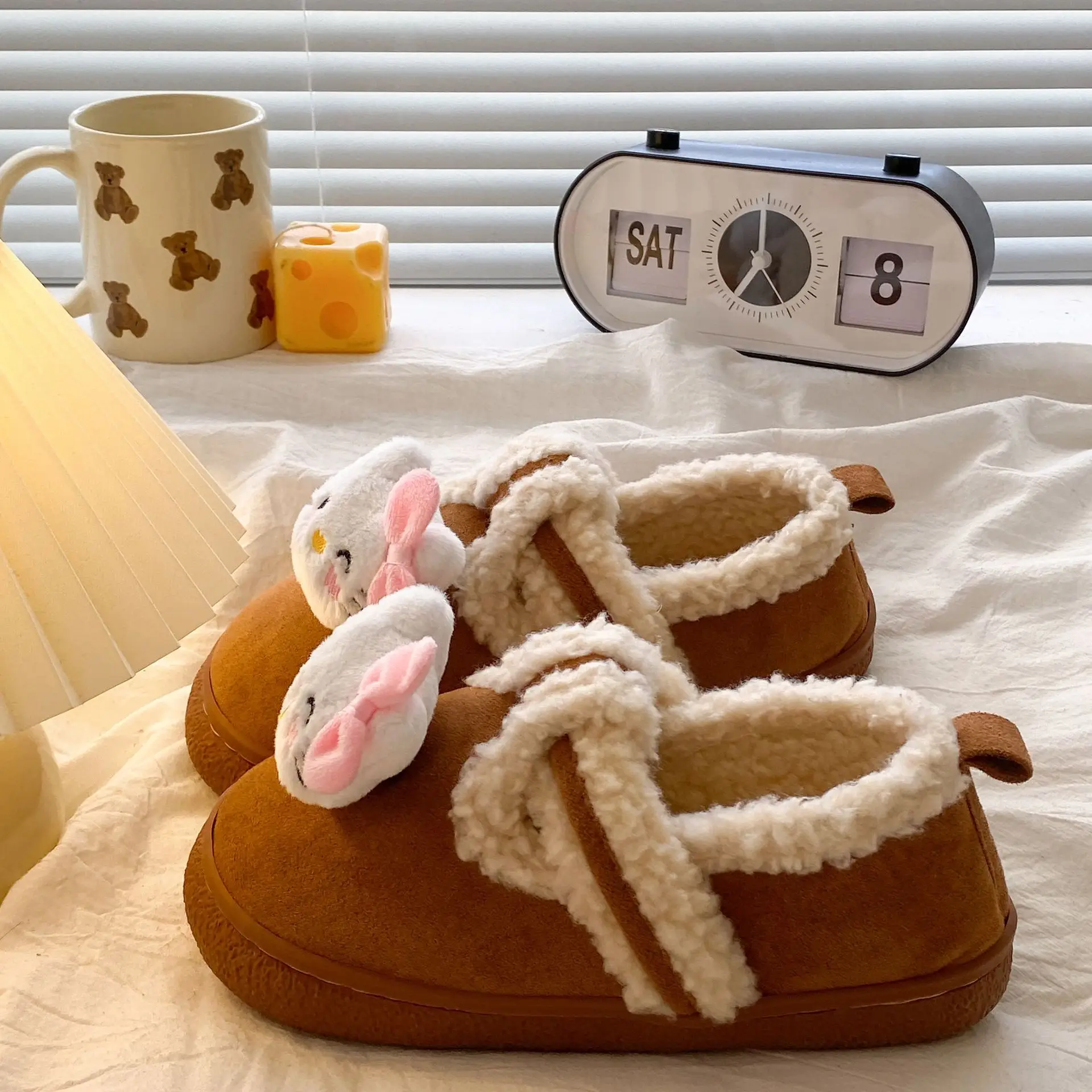 Winter Women's Warm Fleece Lined Slippers Brown - Image 2