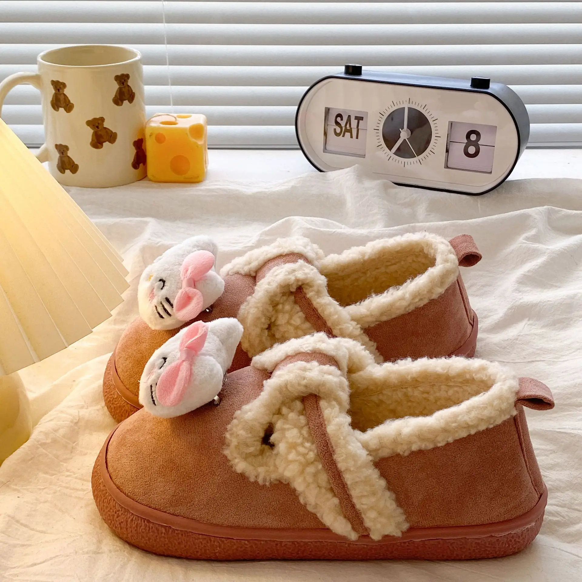Winter Women's Warm Fleece Lined Slippers Brown - Image 3